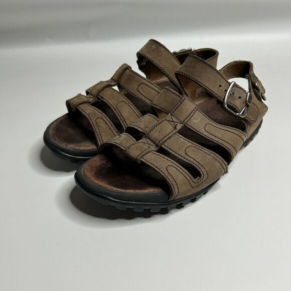 Vintage NIKE ACG Fisherman Hiking Sandals Mens 10 Y2K Brown Leather 138027 221 - Picture 1 of 10